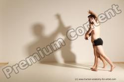 Underwear Woman - Man White Average Short Brown Dancing Dynamic poses Academic